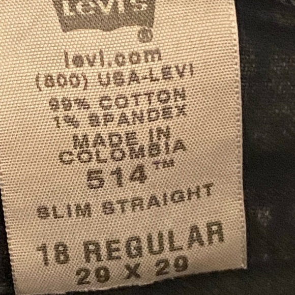LEVIS 514 SLIM STRAIGHT RED TABS BLACK JEANS SIZE 29 - Picture 6 of 7